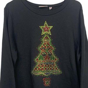 Quacker Factory Black Christmas Tree Sweatshirt